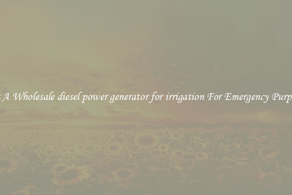 Get A Wholesale diesel power generator for irrigation For Emergency Purposes